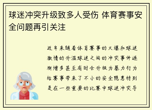 球迷冲突升级致多人受伤 体育赛事安全问题再引关注